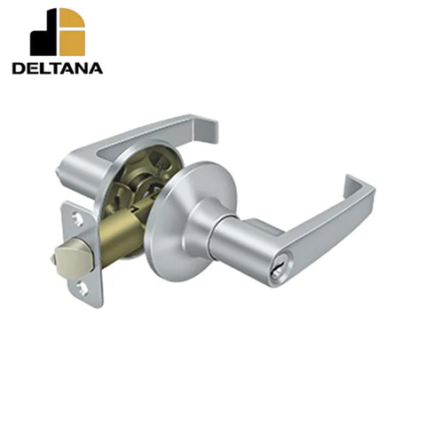 Deltana - Linstead Lever Entry - 2-3/8" Backset - 1-3/8" - 2" Door Thickness - Universal Handing - Optional Finish