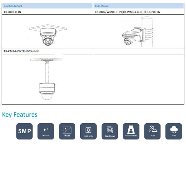 Uniview / IP Cameras / Eyeball / 2.7-13.5mm AF Automatic Focusing and Motorized Zoom Lens / 5MP / Smart IR / IP67 / IK10 / WDR / UNV-3635SB-ADZK-I0 - UHS Hardware