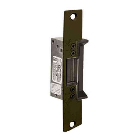 Adams Rite - 7130 - Electric Strike for Adams Rite & Cylindrical Locks -  Anodized Dark Bronze - Fail Secure - 1-1/4" x 6-7/8" Flat Radius Plate - 24VDC - UHS Hardware