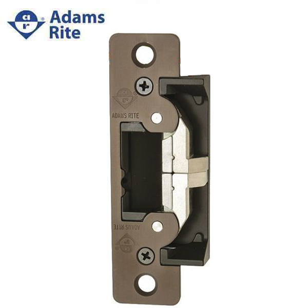 Adams Rite - 7400 - Electric Strike for Adams Rite or Deadlatches or Cylindrical Locks - 1/2" to 5/8" Latchbolt  - Dark Bronze Anodized - Fail Safe/Fail Secure - 1-1/4" x 4-7/8" - Flat Radius Plate - 12/24 VDC - UHS Hardware