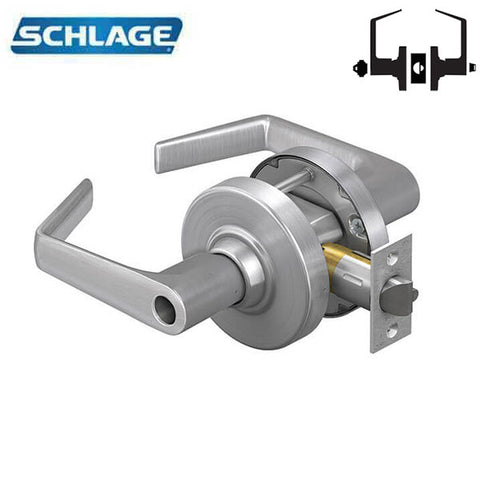 Schlage - ALX53L - Cylindrical Lever Set - Entrance - Less FSIC - Satin Chrome - Saturn Lever - Vandlgard Feature - Fire Rated - Grade 2 - UHS Hardware