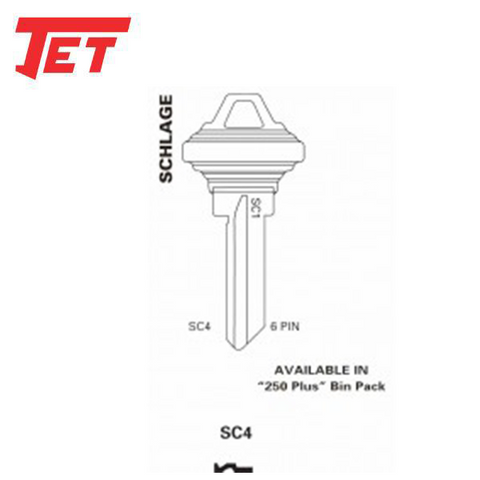 JET - SC4-250 - Schlage - 6-Pin Key Blank - Nickel Plated - 250 Pack - UHS Hardware