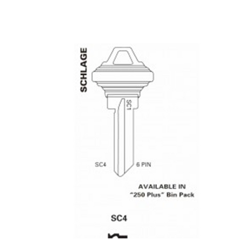 JET - SC4-250 - Schlage - 6-Pin Key Blank - Nickel Plated - 250 Pack - UHS Hardware