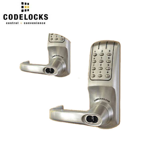 Code Locks - CL5210 - Electronic Door Lock - 2 3/4" Backset - Tubular Latchbolt - Code In / Out - Optional Cylinder Prep - Brushed Steel - Fire Rated - Grade 2 - UHS Hardware