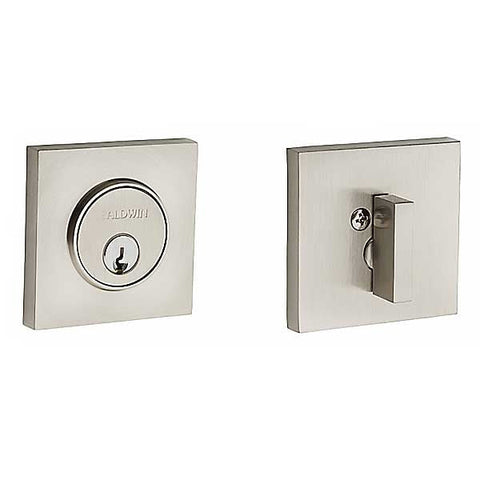 Baldwin Estate - 8220 Santa Monica Contemporary Square Deadbolt - Singl Cyl - 150 - Satin Nickel - Grade 2 - UHS Hardware