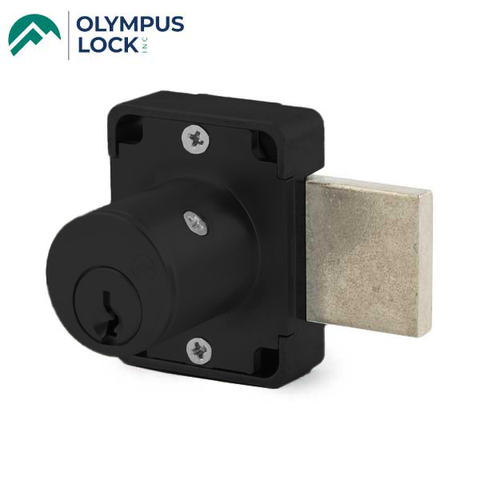 Olympus - 100DR - Cabinet Deadbolt Lock - Key Retaining - D4291 4-pin - Standard Bolt - Matte Black - 15/16" - Optional Keying - Optional Handing - Grade 1 - UHS Hardware