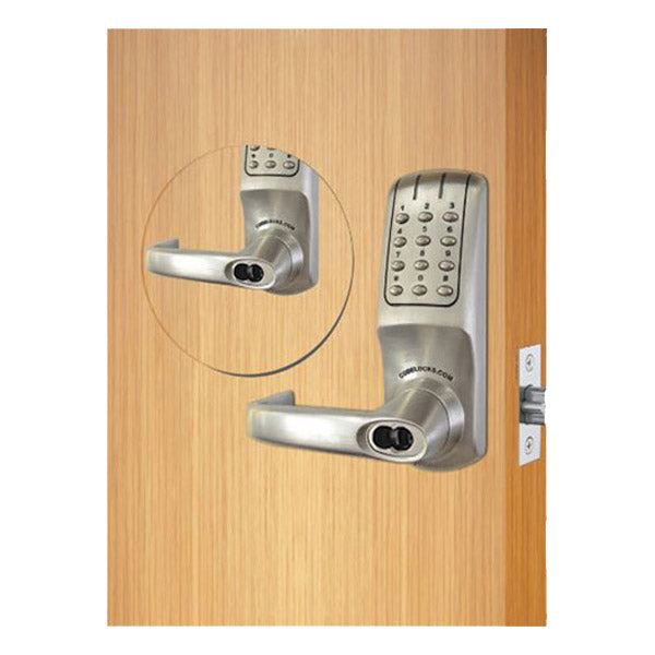 Code Locks - CL5210 - Electronic Door Lock - 2 3/4" Backset - Tubular Latchbolt - Code In / Out - Optional Cylinder Prep - Brushed Steel - Fire Rated - Grade 2 - UHS Hardware