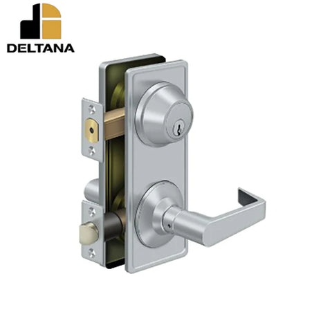 Deltana - Intercon Lock Grade 2 - Passage w/ Claredon Lever - 2-3/4" Backset - 4" Center To Center - 1-3/8" - 1-3/4" Door Thickness - Universal Handing - UL Listed w/ 1/2" Throw - Optional Finish