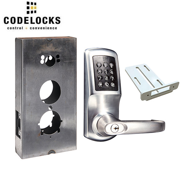 CodeLocks - CL5510 Gate Box Kit - Electronic Smart Lock - Medium Duty - Tubular Latch Bolt Gate Box Kit - Passage Mode - MIFARE - Bluetooth - Brushed Steel - Grade 2 - UHS Hardware