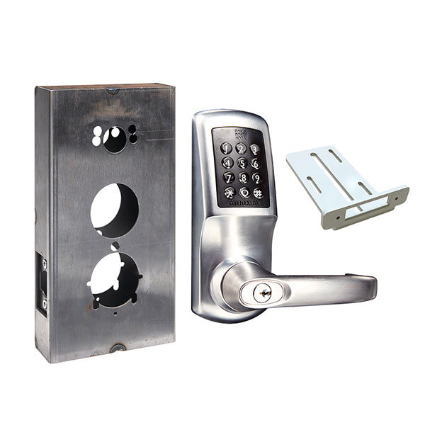 CodeLocks - CL5510 Gate Box Kit - Electronic Smart Lock - Medium Duty - Tubular Latch Bolt Gate Box Kit - Passage Mode - MIFARE - Bluetooth - Brushed Steel - Grade 2 - UHS Hardware