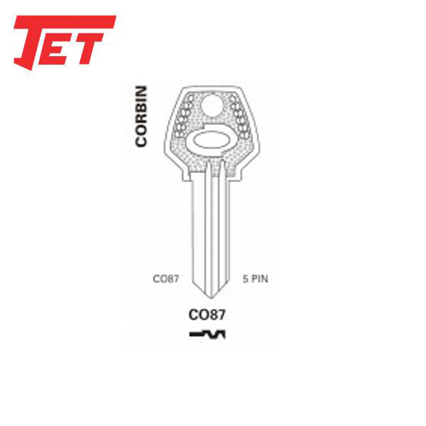 JET - 5-Pin Corbin Key Blank Brass Finish (CO87) - UHS Hardware