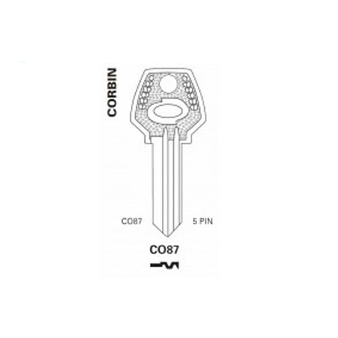 JET - 5-Pin Corbin Key Blank Brass Finish (CO87) - UHS Hardware