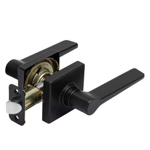 Cal-Royal - Challenger - Standard Duty Cylindrical Lever Set - Privacy - "C" Keyway - Square Rose - Black - Grade 2 - UHS Hardware