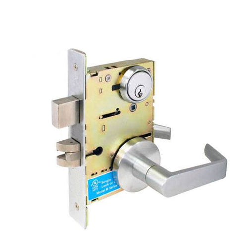 Cal-Royal - SC8465 - SC Series Mortise Lock - Heavy Duty - Storeroom - SS Lever - 2 3/4" Backset - Satin Chrome - Fired Rated - Grade 1