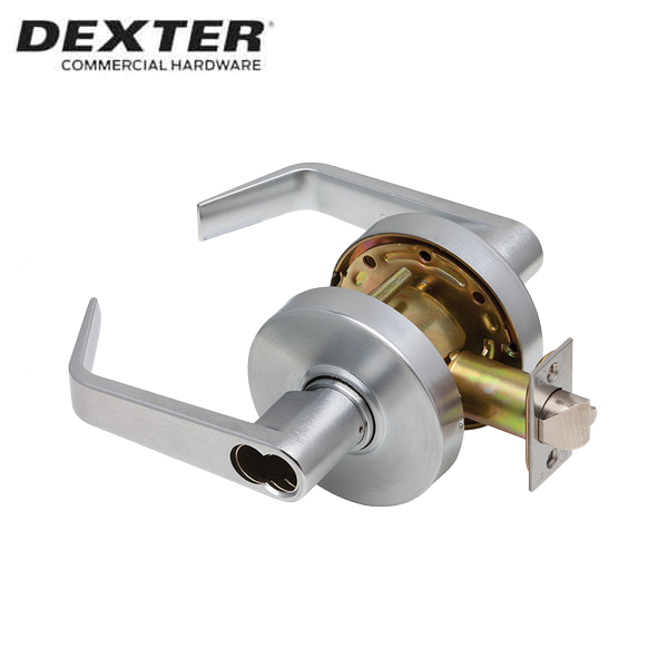 Dexter C2000 - Commercial Lever Set Handle - 2-3/4” Backset - Storeroom - SFIC Less Core - Satin Chrome - Grade 2 - UHS Hardware