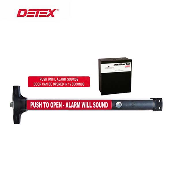 Detex - V40-EE-CD - Delayed Egress Rim Exit Device - 36" - 24VDC Power Supply - Cylinder Dogging - Satin Aluminum - 10 Year Warranty - UHS Hardware