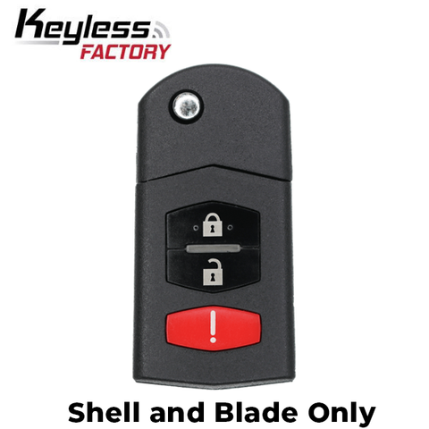 2006-2015 Mazda / 3-Button Flip Key SHELL for BGBX1T478SKE125-01 (FKS-MAZ-043) - UHS Hardware