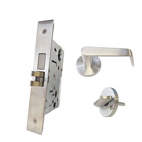 Falcon - MA311 - Cylinder Mortise Latch Bolt - Privacy - Optional Handing - Dane Lever - GALA Rose Trim - Satin Chrome - Vacancy Indicator - Fire Rated - Grade 1 - UHS Hardware