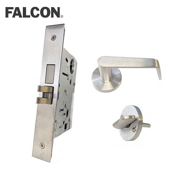 Falcon - MA311 - Cylinder Mortise Latch Bolt - Privacy - Optional Handing - Dane Lever - GALA Rose Trim - Satin Chrome - Vacancy Indicator - Fire Rated - Grade 1 - UHS Hardware