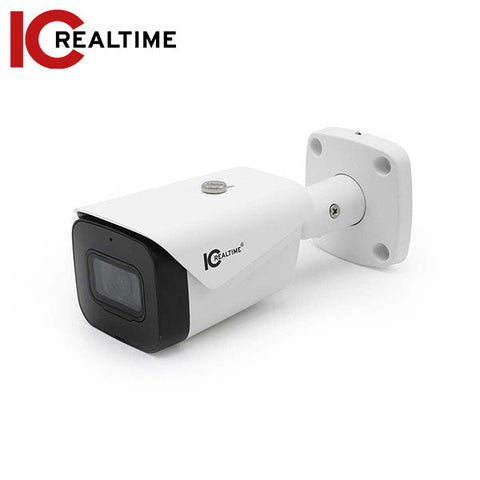 IC Realtime - HDEG-B50F-IR-M1 / 5MP 16:9 HD-AVS Indoor/Outdoor Mid Size Bullet Camera / Fixed 2.8mm Lens (132°). 131 Ft Smart IR / 12VDC / Built In Mic