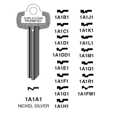 1A1F1 - BEST F Key Blank - 6 or 7 Pin - ILCO - UHS Hardware