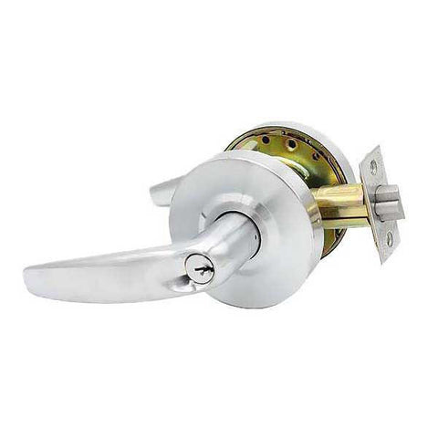 10 x Commercial Lever Set Handle - Contemporary Design - 2-3/4” Standard Backset - Satin Chrome - Entrance - Grade 2 (Pack of 10) - UHS Hardware