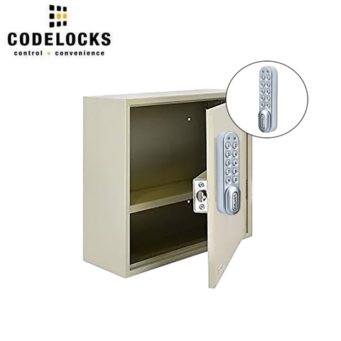 Code Lock - Storage Cabinet with Removable Shelf w/ KL1000 - Silver Grey - Cabinet Lock - IP65 Rated - Battery Override - Optional Size - UHS Hardware