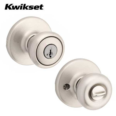 Kwikset - 400T - Tylo Knob  - Round Rose - Entrance - 15 - Satin Nickel - SmartKey Technology - Grade 3 - UHS Hardware