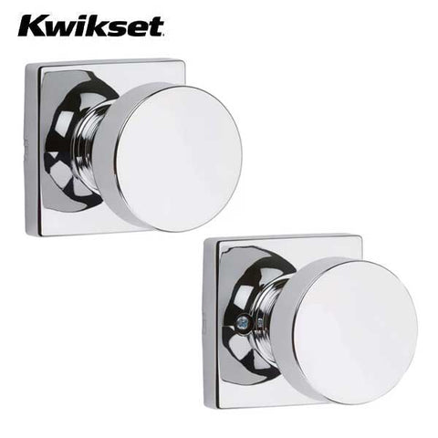 Kwikset - 720PSK - Pismo Knob  - Square Rose - Passage - 26 - Polished Chrome - Grade 3 - UHS Hardware