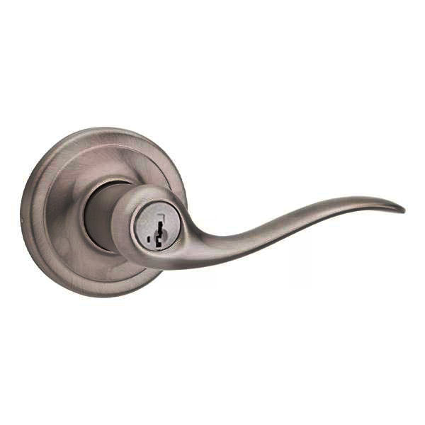 Kwikset - 740TNL - Tustin Lever - Round Rose - 15A - Antique Nickel - Entrance - SmartKey Technology - Grade 2 - UHS Hardware