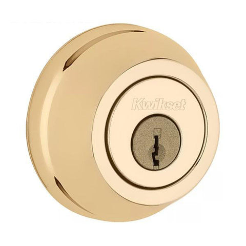 Kwikset - 780 - Residential Deadbolt - Single Cylinder - Round Rose - 3 - Polished Brass - KW1 - Grade 2 - UHS Hardware