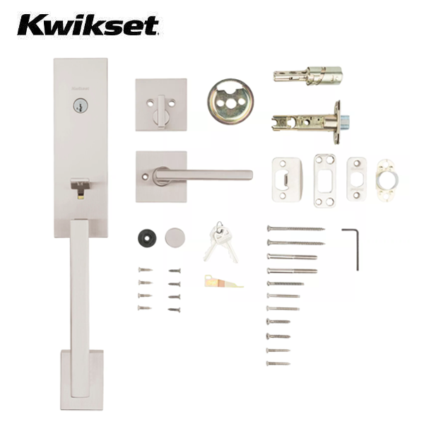 Kwikset - 818VNHXHF - Vancouver Handleset with Halifax Lever - Deadbolt Keyed One Side - Featuring SmartKey - Square Rose - 15 - Satin Nickel - Entrance - Grade AAA - UHS Hardware