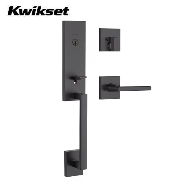 Kwikset - 818VNHXHF - Vancouver Handleset - Halifax Lever - Square Rose - 15 - Optional Finish - Entrance - SmartKey Technology - Grade 3 - UHS Hardware