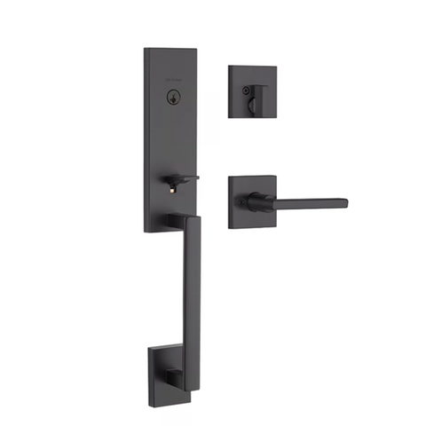 Kwikset - 818VNHXHF - Vancouver Handleset - Halifax Lever - Square Rose - 15 - Optional Finish - Entrance - SmartKey Technology - Grade 3 - UHS Hardware