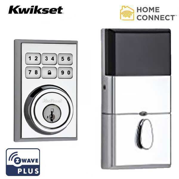 Kwikset - SmartCode 910CNT -  Electronic Contemporary Deadbolt - 26 - Polished Chrome - Home Connect - Z-Wave - SmartKey Technology - UHS Hardware