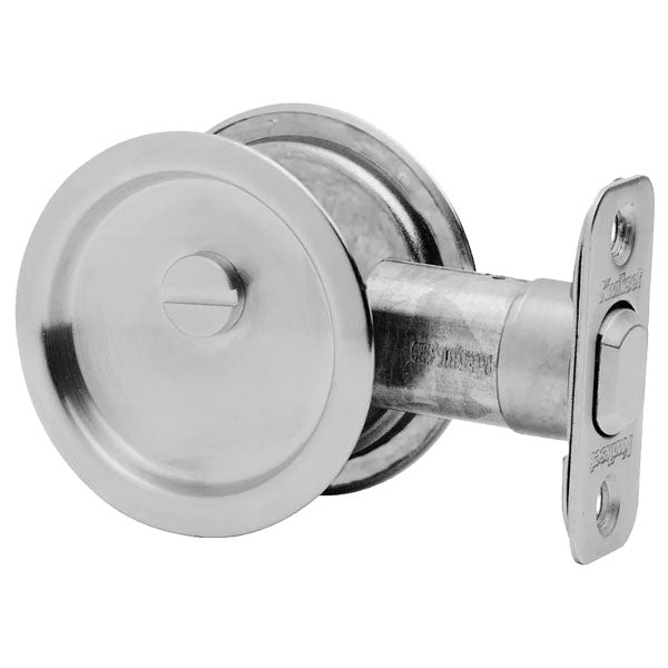 Kwikset - 93350 - Round Pocket Door Lock - Privacy - 26D - Satin Chrome - UHS Hardware