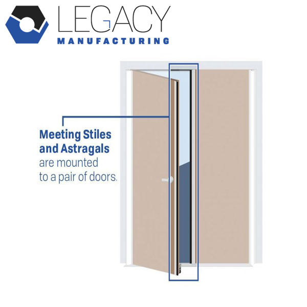 Legacy Manufacturing - Meeting Stile - Astragal For Pair Of Doors - 7ft - Fire Rated - Black - UHS Hardware