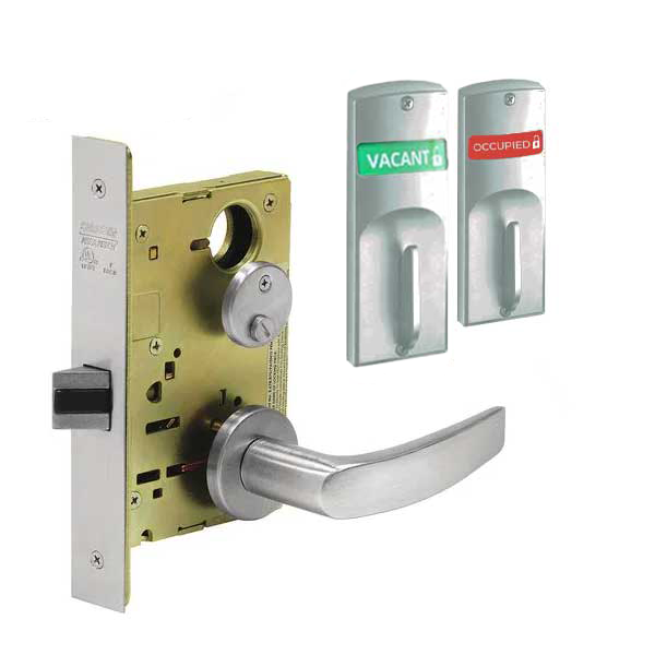 Sargent - 8265 - Mechanical Mortise Lock - LN Rose / B Lever - Privacy w/ Indicator - 1-3/4" Frame - Satin Chrome - Grade 1 - UHS Hardware