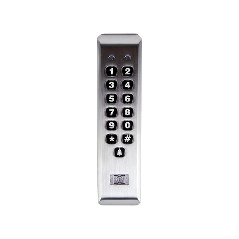 Nortek - 212ILM - Indoor/Outdoor Mullion-Mount Weather Resistant Keypad - 120 Users - Surface Mount - 1-2 AMP Doorbell Relay - Back-lit Keys - Aluminum