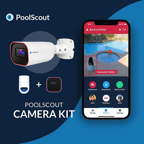 PoolScout - Pool Safety IP Camera and Wired Alarm Unit Kit - FREE 12 Month Subscription (Optional Packages)