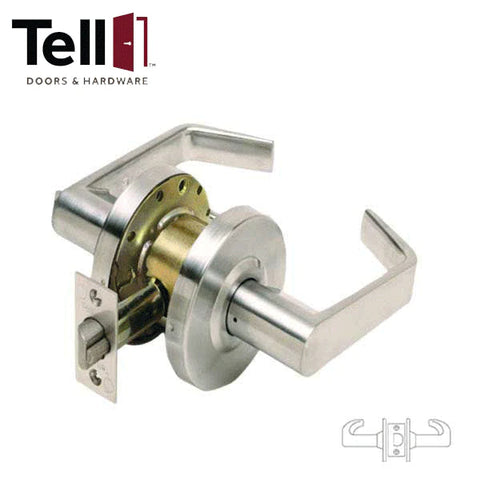 TELL - CL100130 - Heavy Duty Cylindrical Leverset - Satin Chrome - 2-3/4" Backset - Grade 2 - Passage