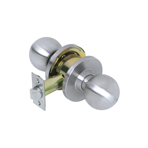 TELL - CL100019 - Heavy Duty Cylindrical Knob - Satin Stainless - 2-3/4" Backset - Grade 2 - Passage