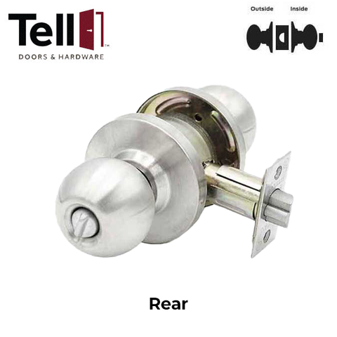 TELL - RL100010 - Light Duty Cylindrical Knob - Satin Stainless - Privacy