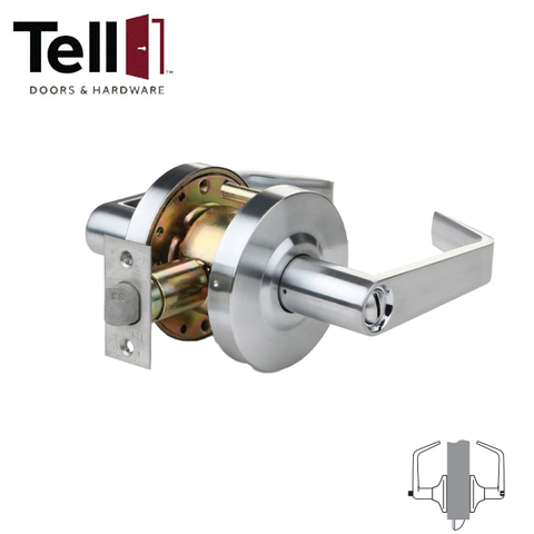 TELL - CL100139 - Heavy Duty Cylindrical Leverset - Satin Chrome - 2-3/4" Backset - Grade 2 - Privacy