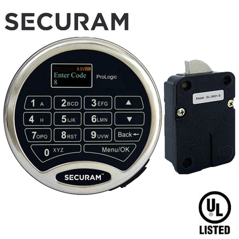 SECURAM - ProLogic Kit - ProLogic L22 Electronic Safe Keypad Lock & SwingBolt Lock Body with Status Sensor - Digital Mode - UL Listed - Chrome - UHS Hardware