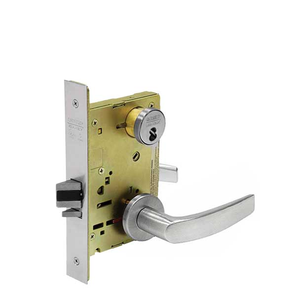 Sargent - 8204 - Mechanical Mortise Lock - LN Rose / B Lever - Storeroom - 1-3/4" Frame - SFIC - Satin Chrome - Grade 1 - UHS Hardware