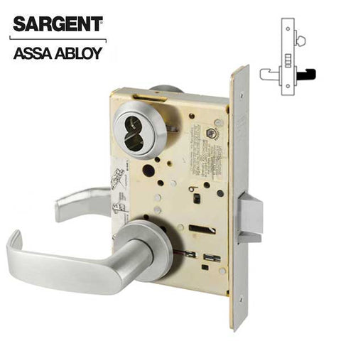 Sargent - 8204 - Mechanical Mortise Lock - LN Rose / L Lever - Storeroom - SFIC - 32D - Satin Stainless Steel - Grade 1 - UHS Hardware