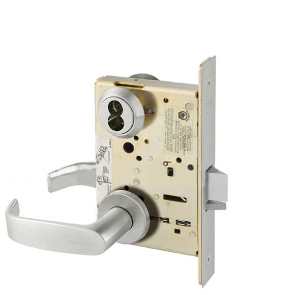 Sargent - 8204 - Mechanical Mortise Lock - LN Rose / L Lever - Storeroom - SFIC - 32D - Satin Stainless Steel - Grade 1 - UHS Hardware