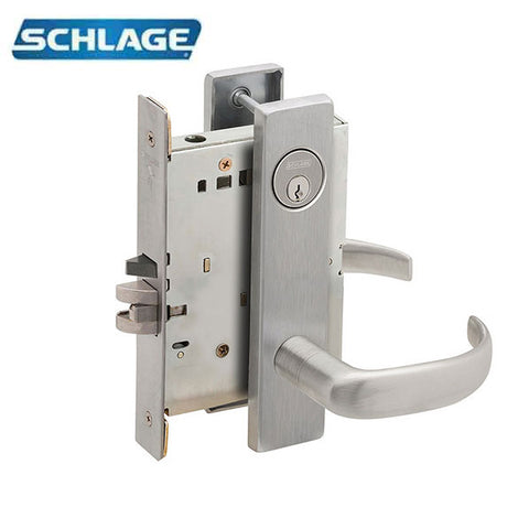 Schlage - L9080P - Mortise Lock with 17 Lever - 6 C Keyway - 6 Pin Cylinder - Storeroom - Satin Chrome - Grade 1 - UHS Hardware