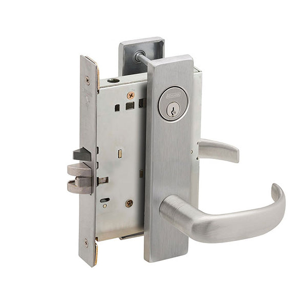 Schlage - L9080P - Mortise Lock with 17 Lever - 6 C Keyway - 6 Pin Cylinder - Storeroom - Satin Chrome - Grade 1 - UHS Hardware